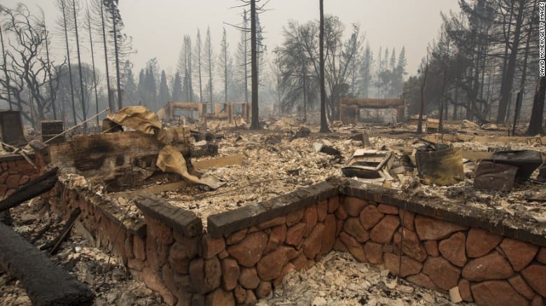 Burned remains of home and forest