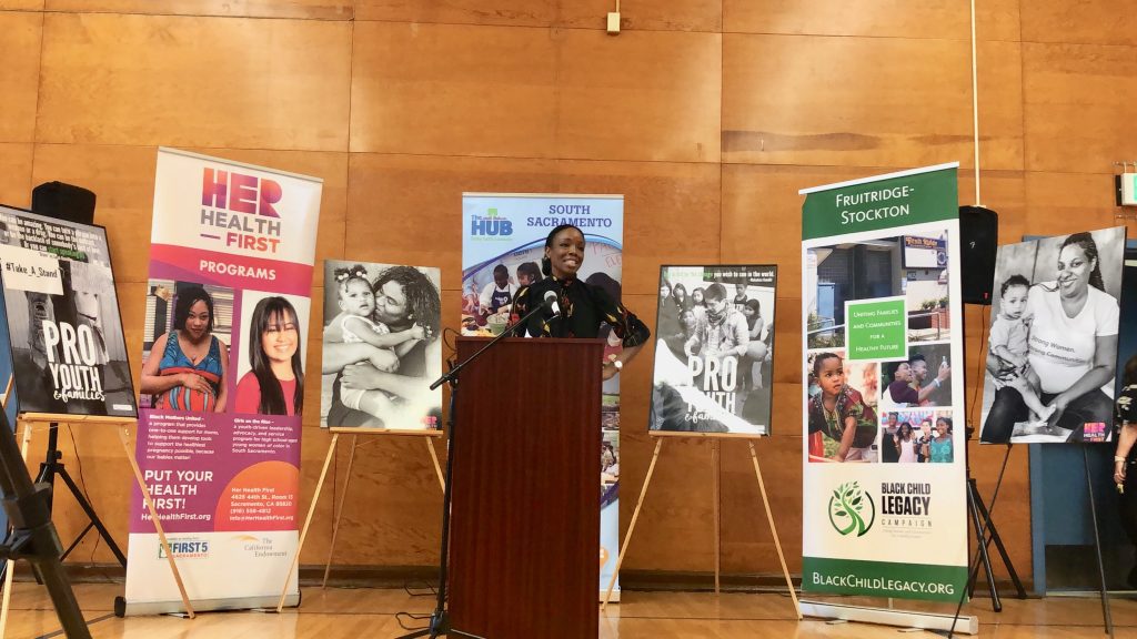 Dr. Nadine Burke Harris at podium