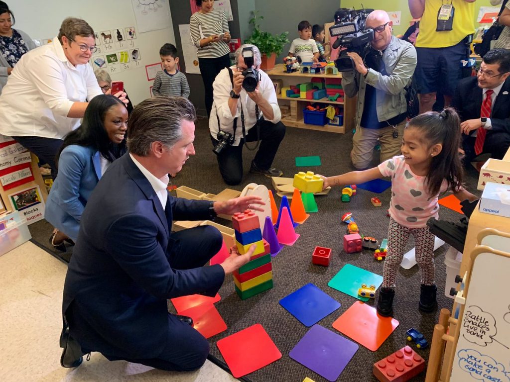Governor Newsom and young children