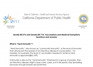 Senate Bill 276 and Senate Bill 714: Vaccinations and Medical Exemptions Questions and Answers