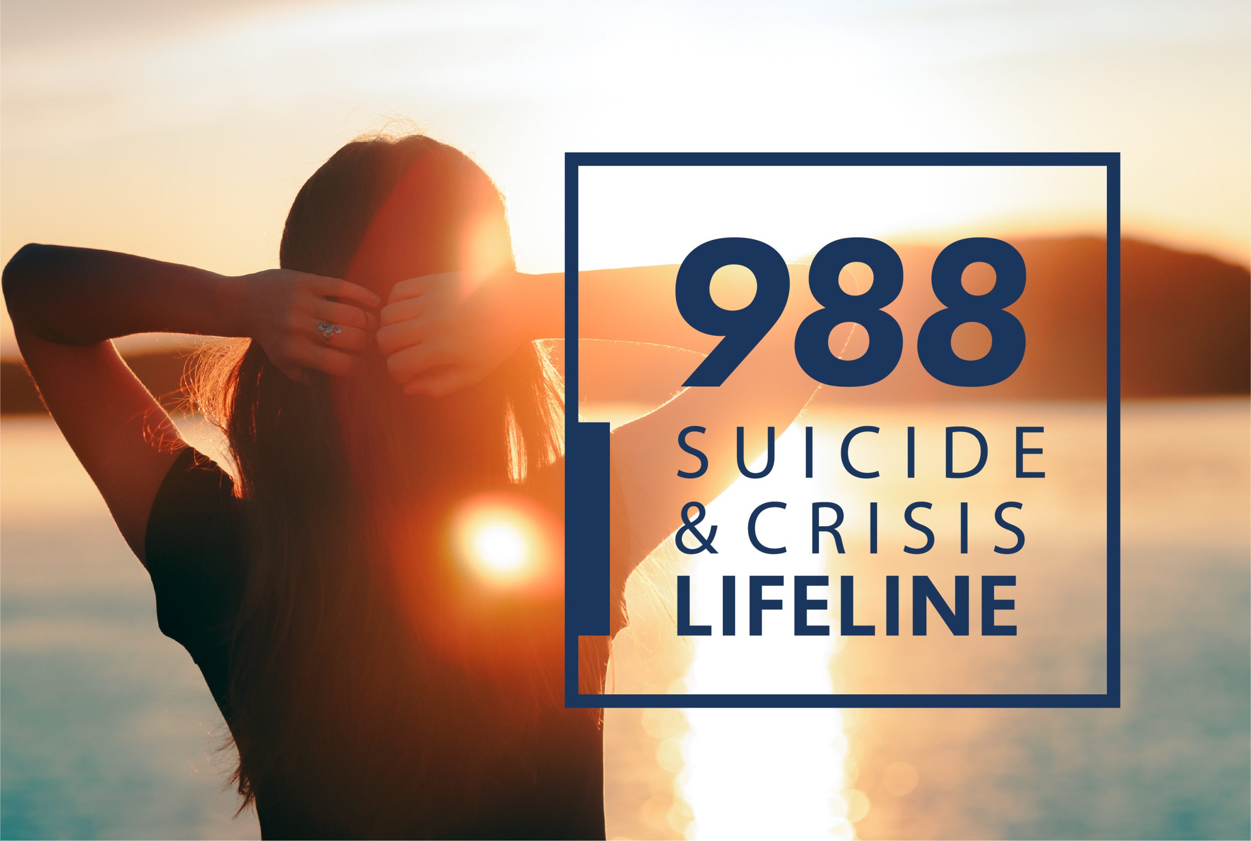 988 suicide and crisis lifeline. Person looking into horizon.