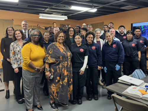 State Leaders, Secretary Johnson with EMS Corps in Compton